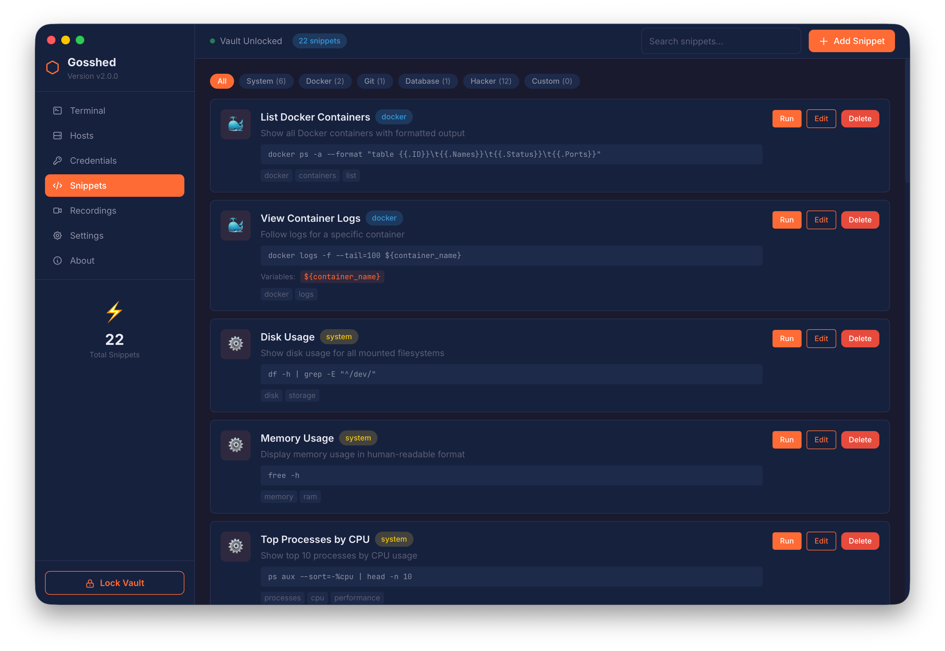 Gosshed Snippets